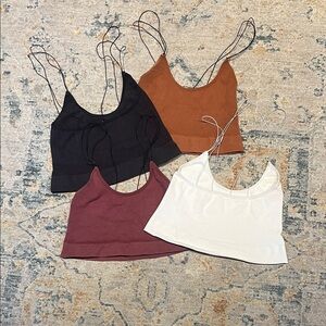 Free People Intimates Brami Lot of 4 Black Brown Burgundy White Crop Bras